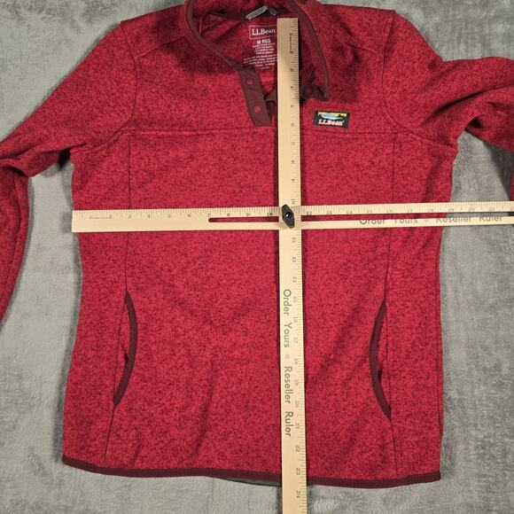 Two LL Bean Women's Sweater Fleece Pullovers Medium Soft Spruce And Red - Picture 12 of 15